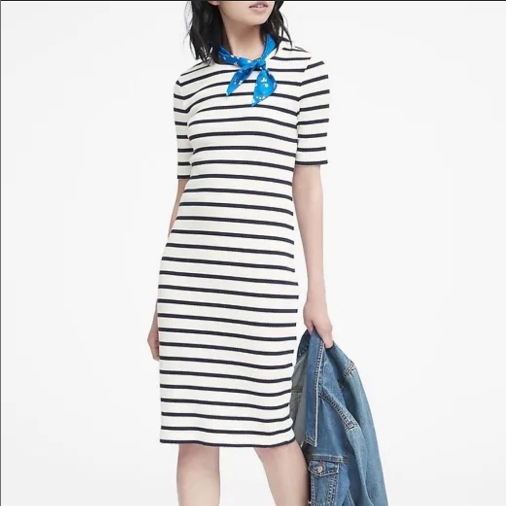 Banana Republic Stripe Ribbed T-Shirt Dress - XS